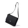 Black messenger shoulder bag with shoulder strap