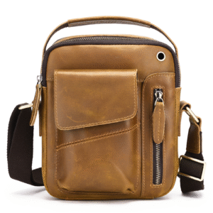 Mens Top Layer Cowhide Leather Crossbody Shoulder Bag Premium Handbag Unique Design