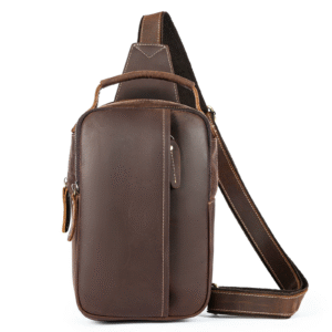 Vintage Mens Genuine Leather Chest Bag Top Layer Cowhide Crossbody Shoulder Multifunction Backpack
