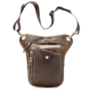Brown multi-pocket leather crossbody bag