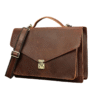 fashion mens leather briefcase inch vintage business flap 5