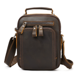 Vintage Mens Genuine Leather Crossbody Bag Top Layer Cowhide Multifunction Shoulder Bag