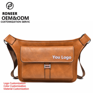 Fashion Mens Chest Sling Bag Breathable Crossbody with Adjustable PU Strap and Zipper Pockets for Outdoor Use