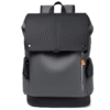 Dark grey flap backpack with front zip pocket