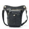Black leather crossbody phone bag with multiple pockets