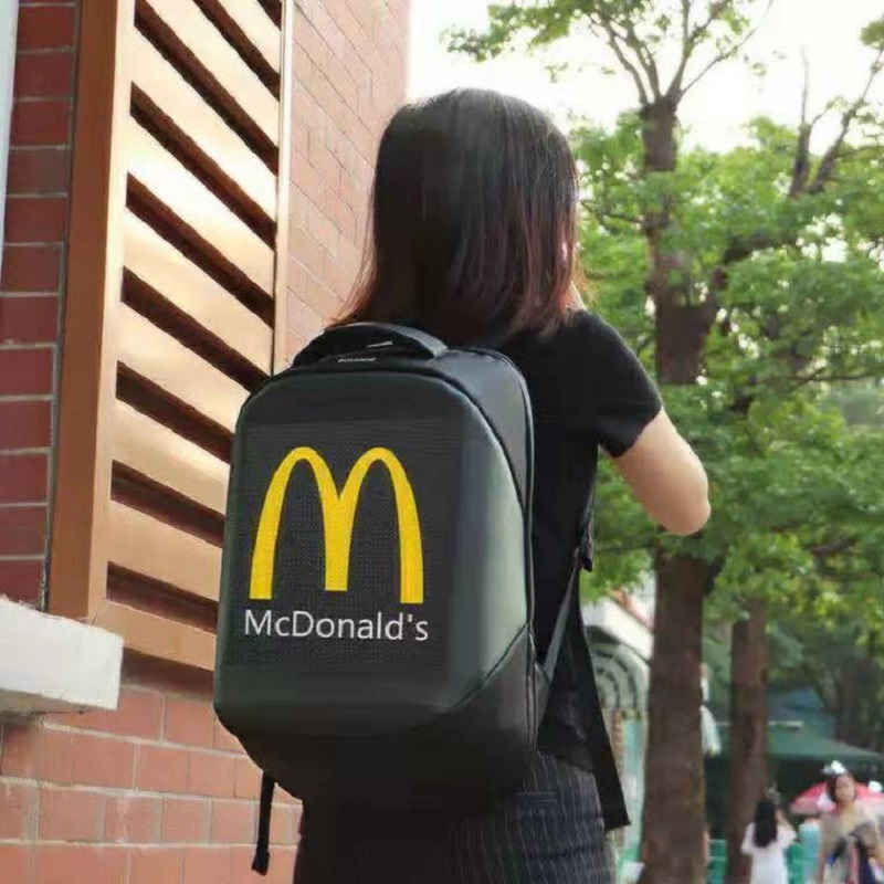 Smart WiFi LED Backpack for Youth Pixel Display USB Charging Polyester Lined Fashion Bag