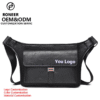 Black horizontal sling bag with front flap pocket