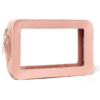 Pink trim and clear panels clear-panel cosmetic pouch