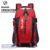 Red and black outdoor backpack with compression straps