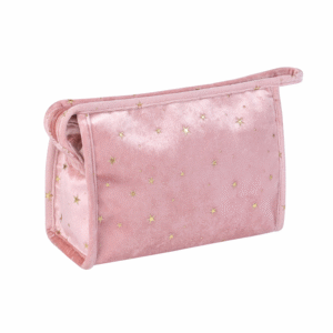 Custom Velvet Star Pattern Makeup Bag Luxury Zipper Closure Travel Cosmetic Pouch