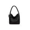Black woven shoulder tote with star pendant