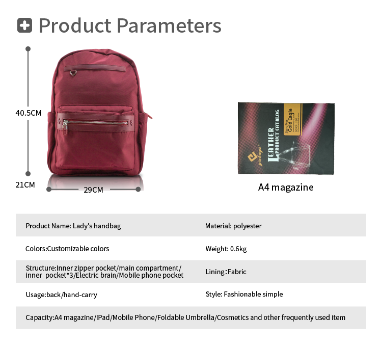 Wholesale Women Nylon Backpack – Lightweight Waterproof Laptop Bag for Business, Travel and Daily Commute