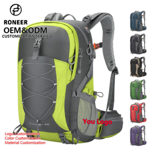 Factory Custom Lightweight Nylon Travel Backpack with Zipper Closure for Outdoor Camping with Rain Cover