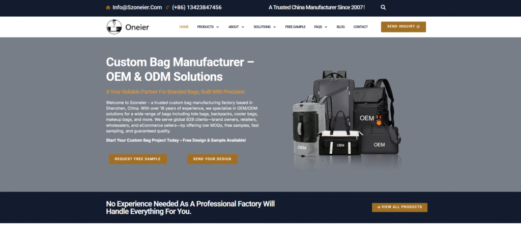 Shenzhen Szoneier Bags Co., Ltd.（