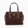 Brown structured handbag with two handles