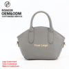 Gray structured shoulder handbag with top handles