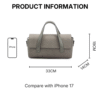 Grey handbag measurement illustration