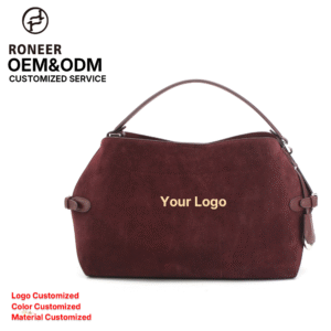 China Manufacturer Wholesale Women Suede Cowhide Leather Handbag Genuine Leather Bag