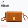 Orange brown flap crossbody bag with clasp