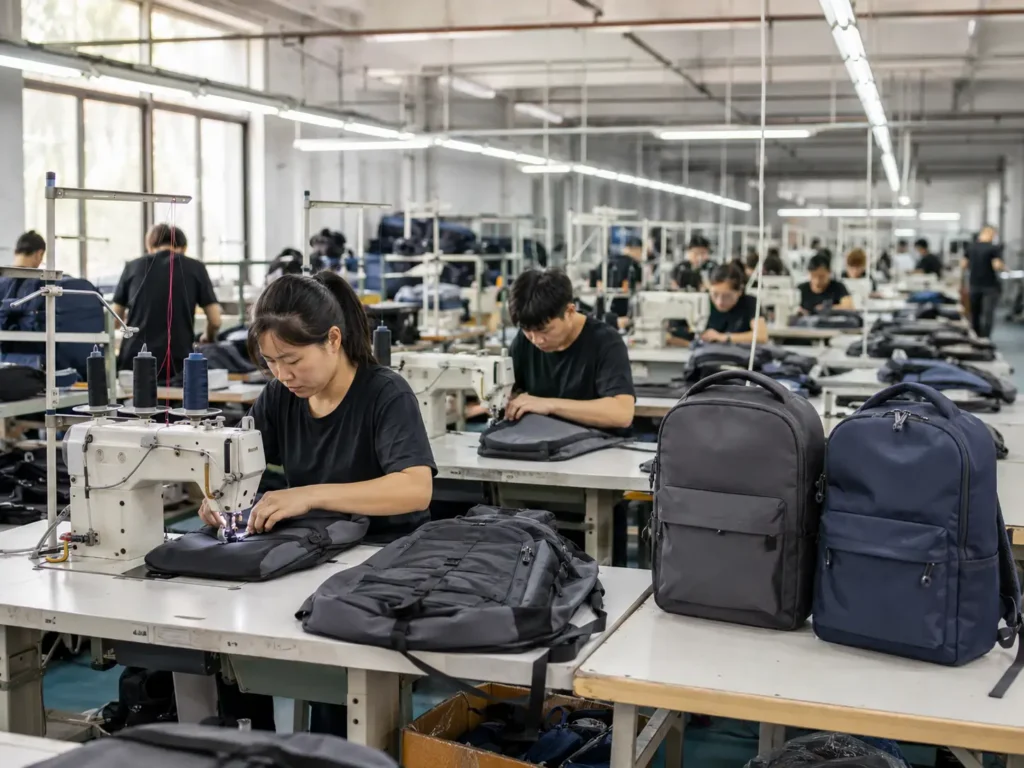 backpack manufacturer in China producing custom backpacks for global brands