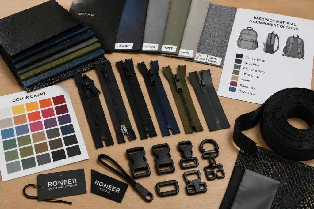 backpack materials and components for wholesale backpack production