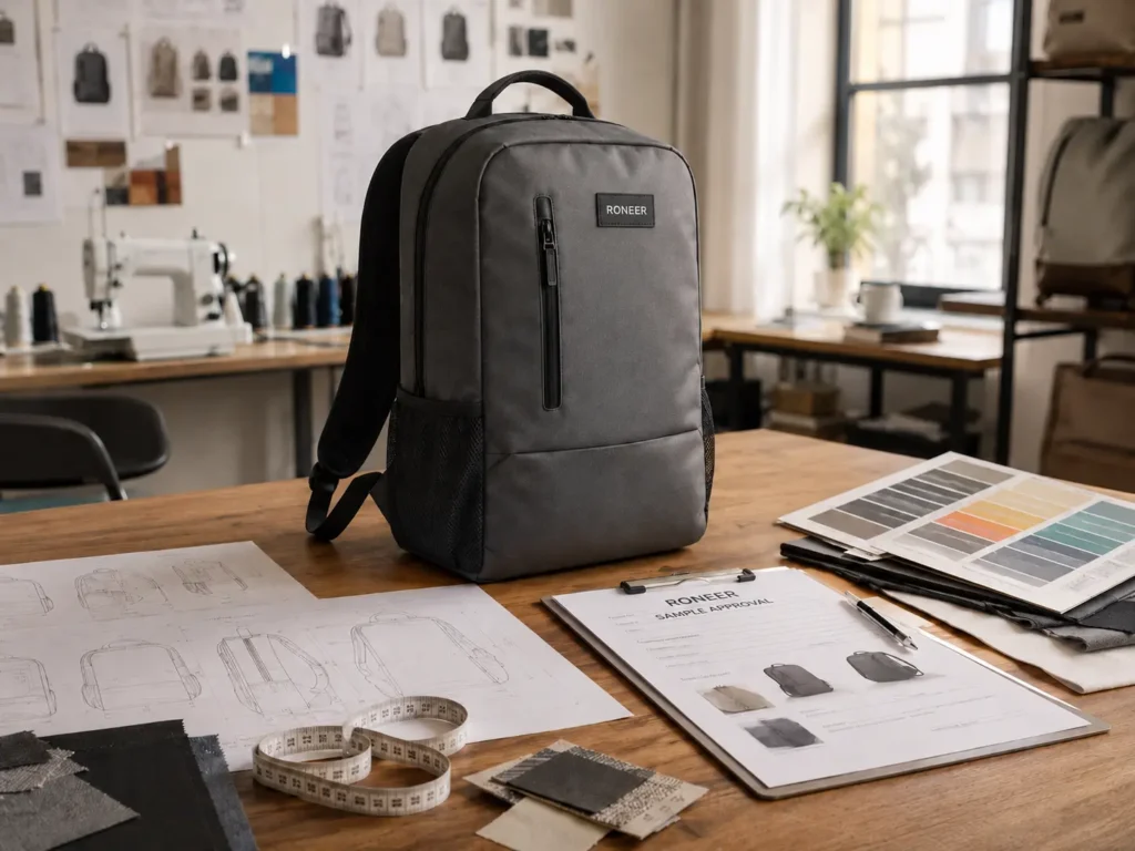 backpack quality control inspection before bulk production in China