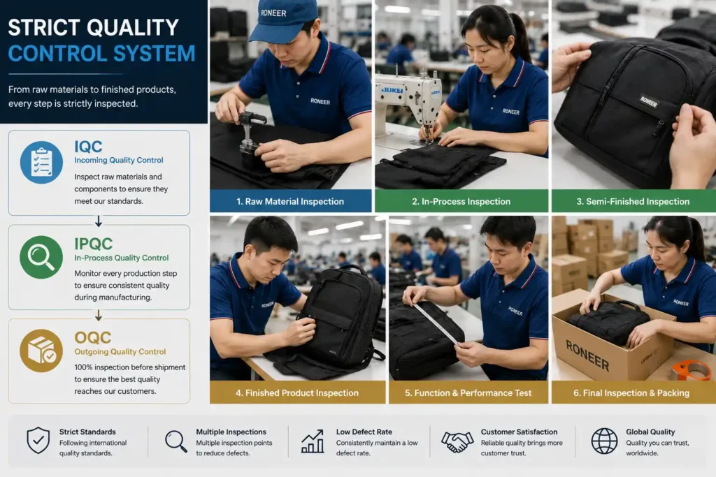 quality control system in bag manufacturing factory