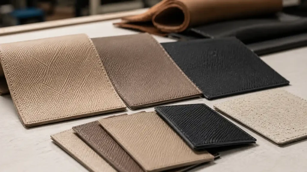 close up cross hatch leather texture for custom bags