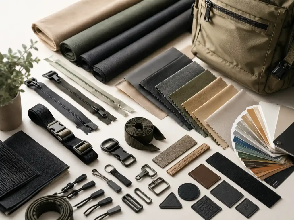 custom backpack materials and components from a backpack manufacturer in China