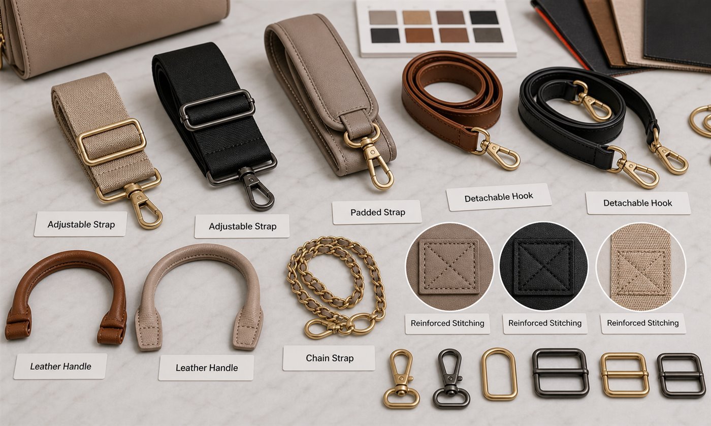 custom bag strap and handle structure