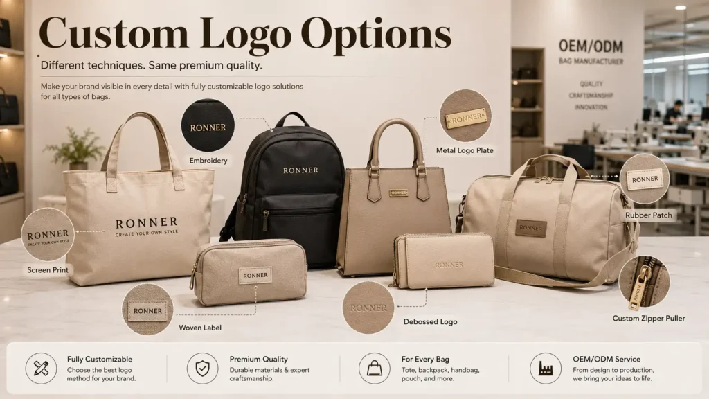 custom logo options for different types of bags