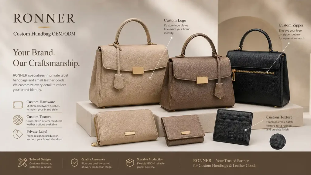 custom logo textured handbags for private label brands