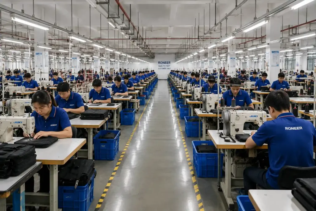 large scale backpack production line