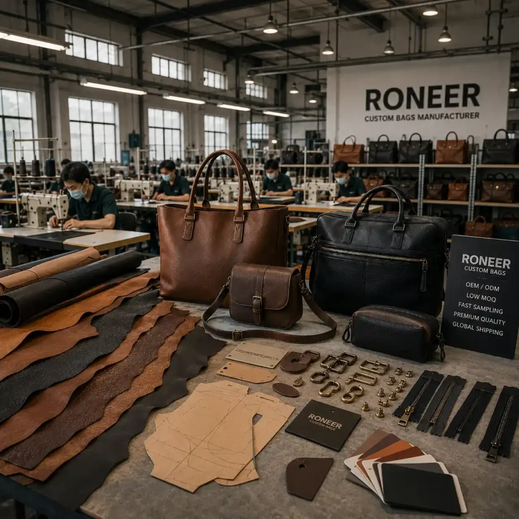 leather bag manufacturer factory for custom bag production