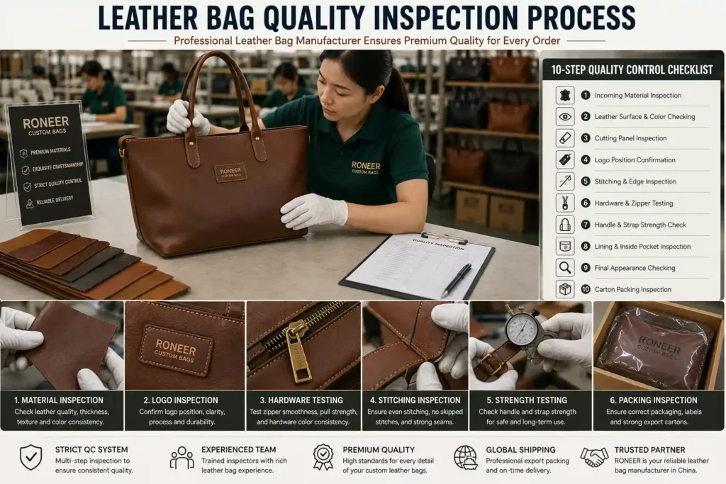leather bag quality inspection before bulk production