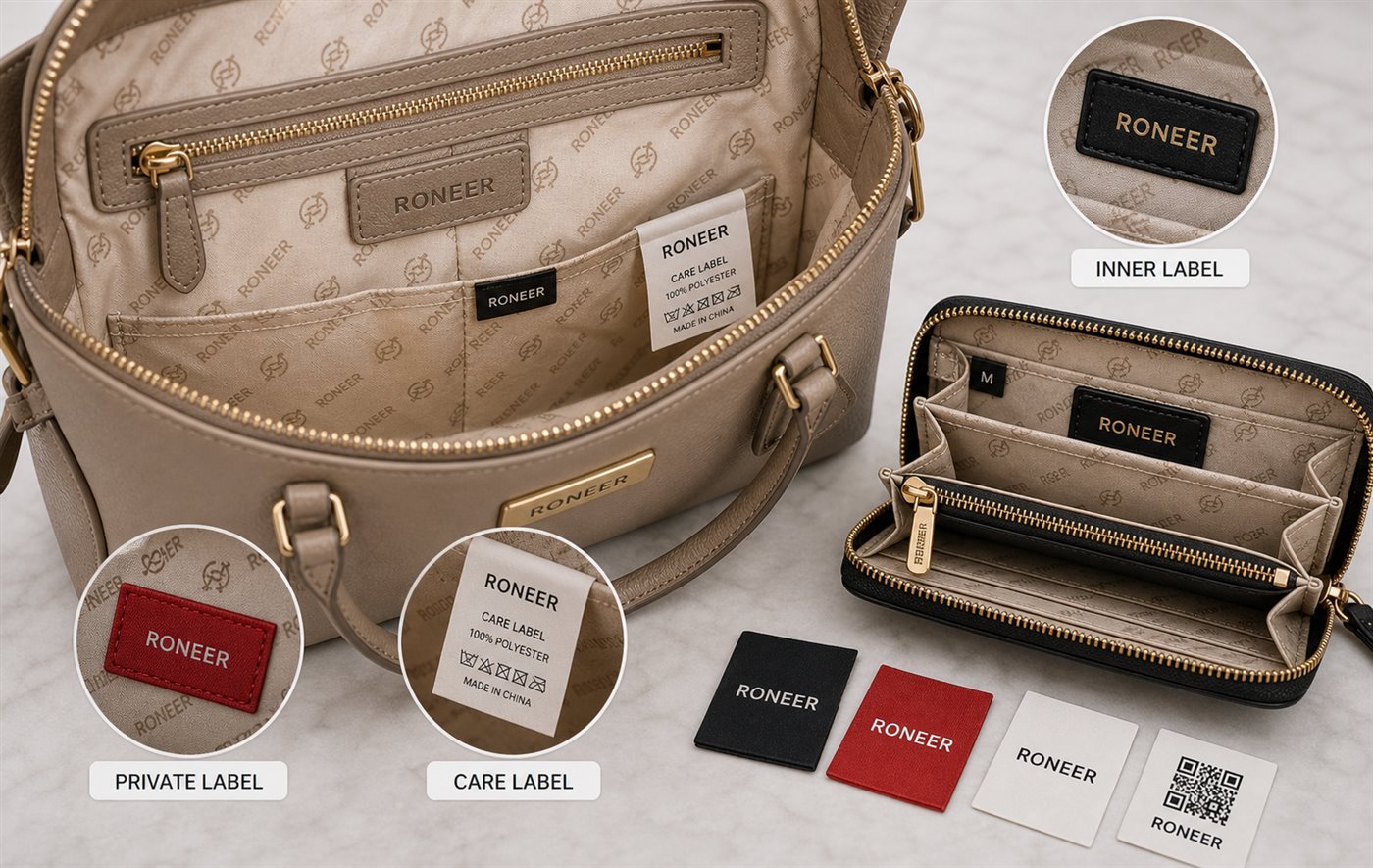 printed lining and inner label for private label bags