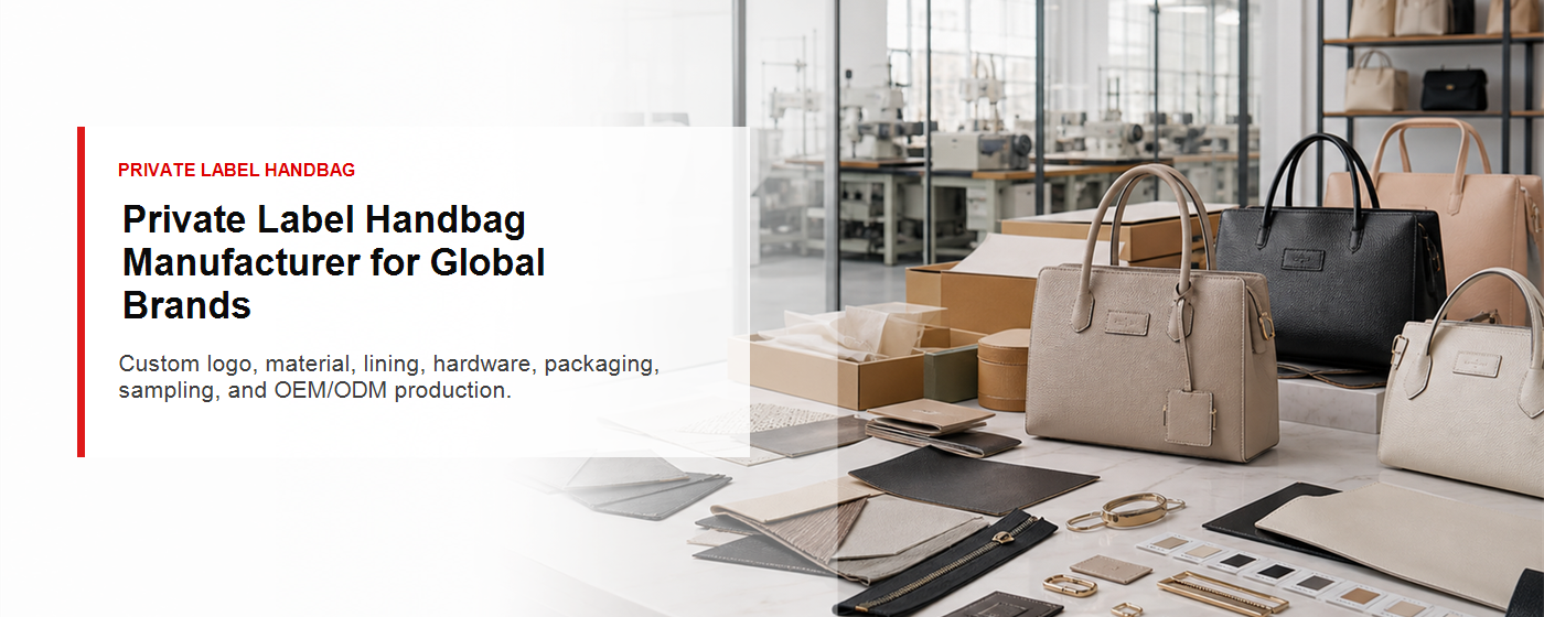 Private Label Handbag Manufacturer for Global Brands cover image with custom logo material packaging and OEM ODM production