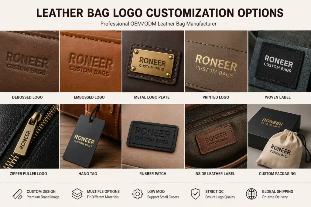private label leather bags with custom logo options