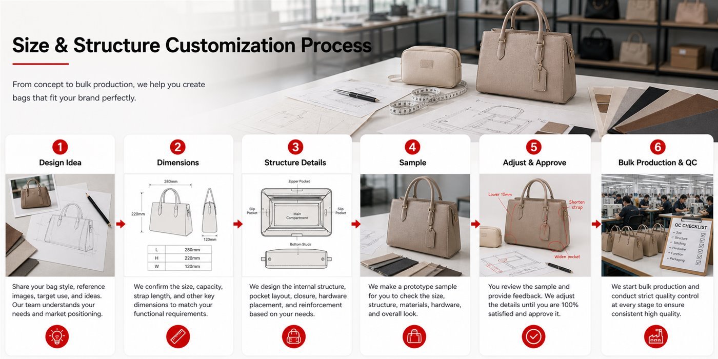 size and structure customization process for OEM bags