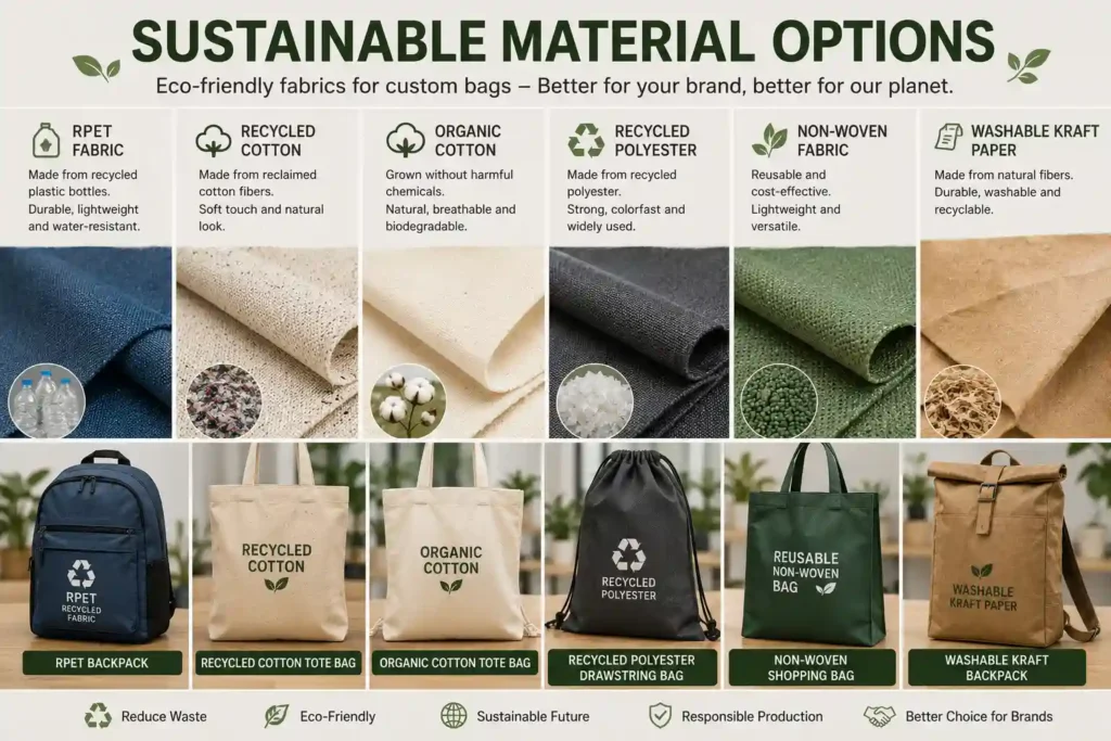 sustainable bag materials for custom OEM production