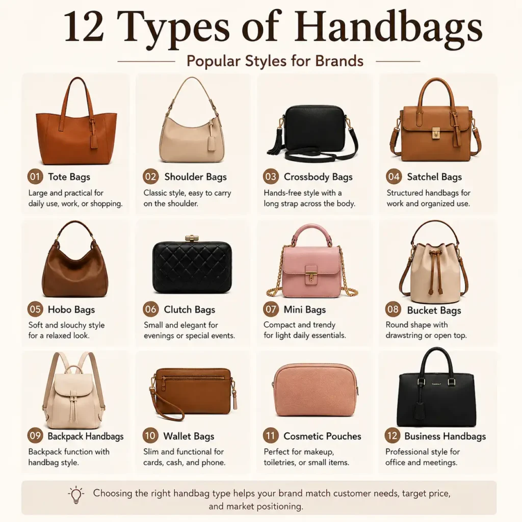types of handbags for private label brands