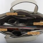 custom ivory PU leather tote handbag detail view 1 11198
