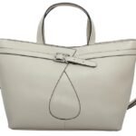 custom ivory PU leather tote handbag front view 11198