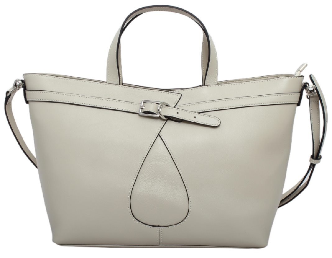custom ivory PU leather tote handbag front view 11198