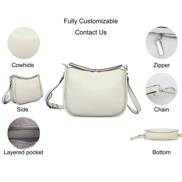 custom ivory PU leather hobo shoulder handbag feature overview 11199