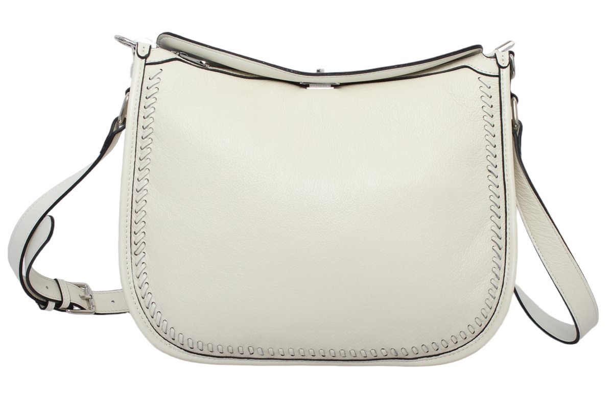 custom ivory PU leather hobo shoulder handbag front view 11199