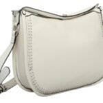custom ivory PU leather hobo shoulder handbag side view 11199