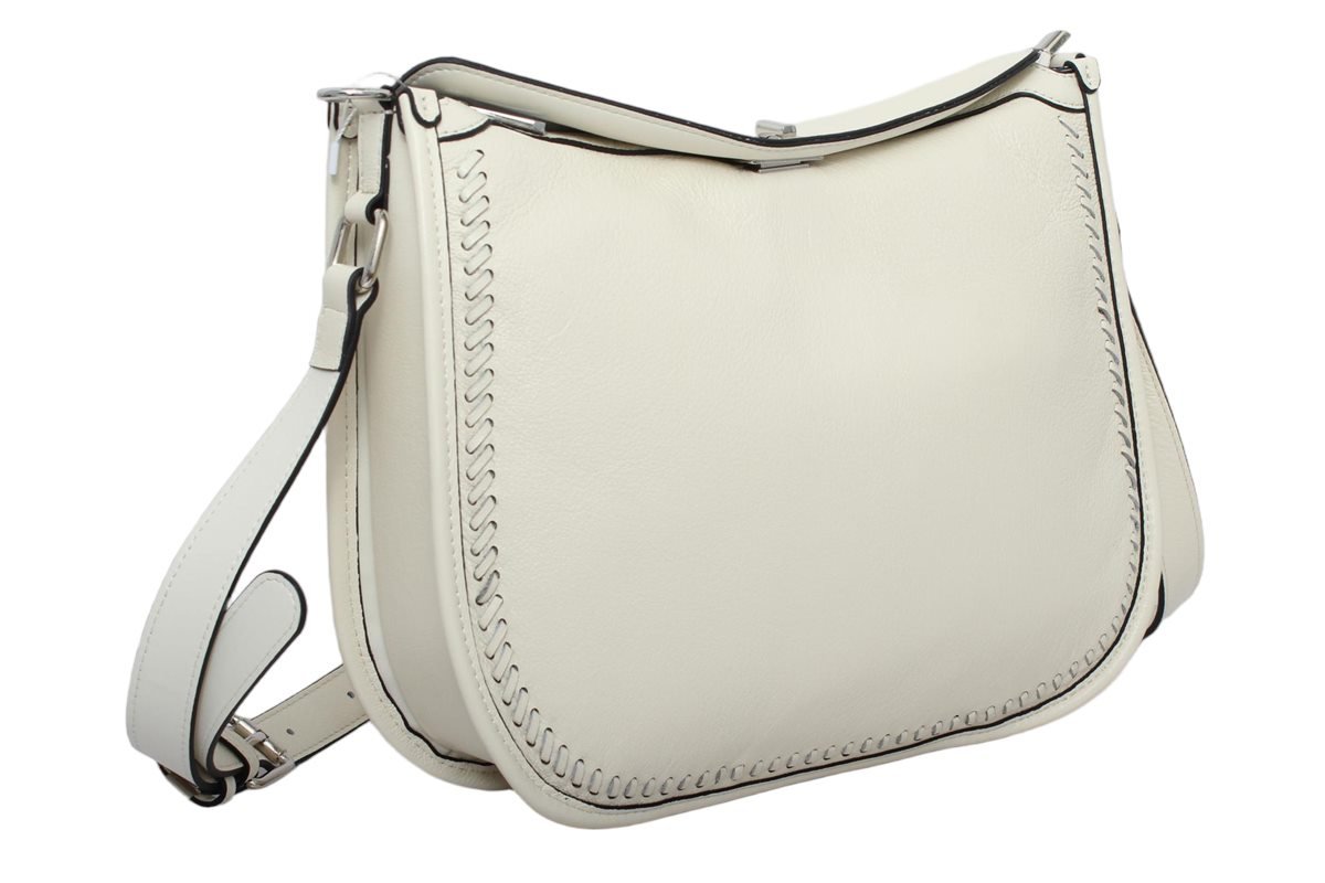 custom ivory PU leather hobo shoulder handbag side view 11199