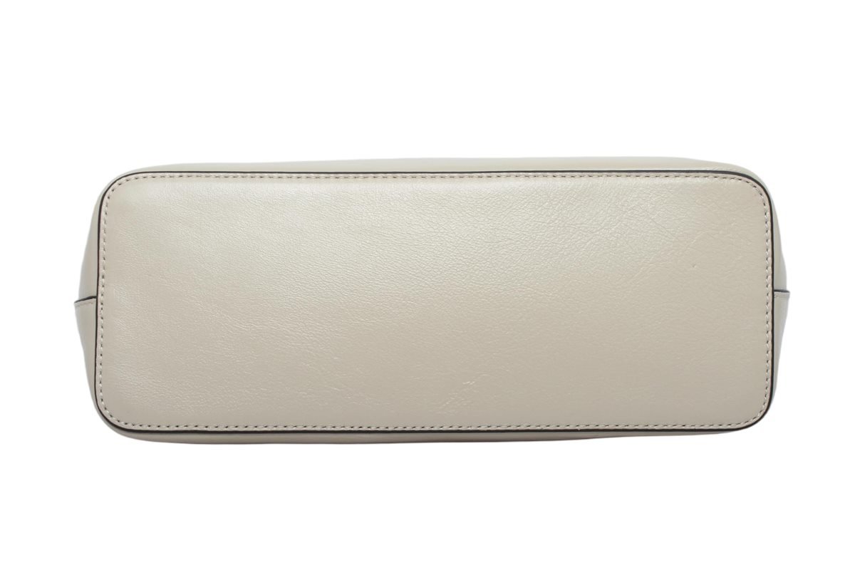 custom light beige PU leather flap shoulder crossbody bag bottom view 11301