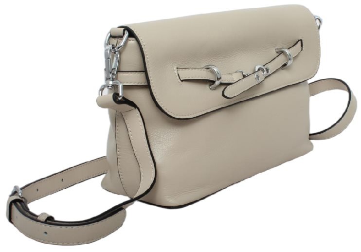 custom light beige PU leather flap shoulder crossbody bag side view 11301